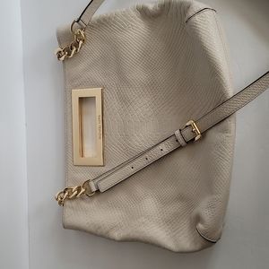 Michael Kors Large Berkley Clutch White Pebble Leather